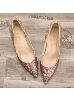 Trendy Sequined Pointed Toe High Heel Shoes