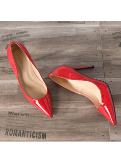 Brief Solid Color Pointed Head High Heel Shoes
