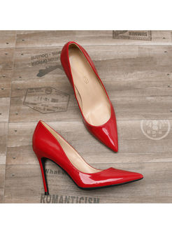 Brief Solid Color Pointed Head High Heel Shoes