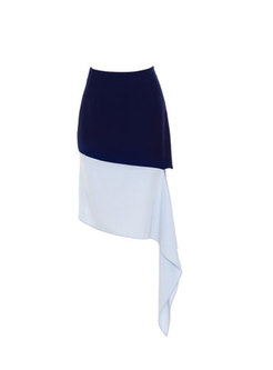 Chic Color-blocked High Waist Asymmetric Skirt