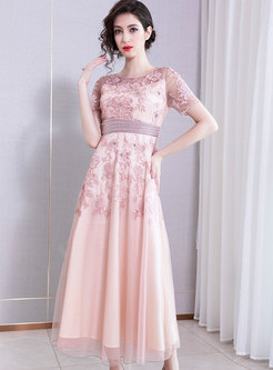 Elegant Embroidered Drilling Slim Maxi Party Dress