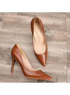 Brief Solid Color Pointed Toe High Heel Shoes
