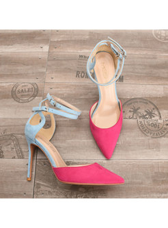 Chic Color-blocked Pointed Toe Thin Heel Shoes