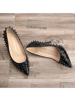 Chic Rivet Pointed Toe Low-fronted Shoes