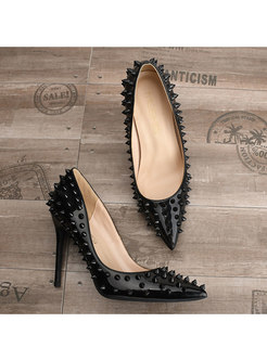 Chic Rivet Pointed Toe Low-fronted Shoes