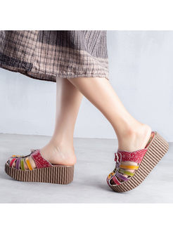 Fashion Platform Hollow Out Wedge Slippers