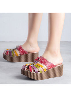 Fashion Platform Hollow Out Wedge Slippers