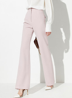 Loose Pure Color High Waist Work Straight Pants