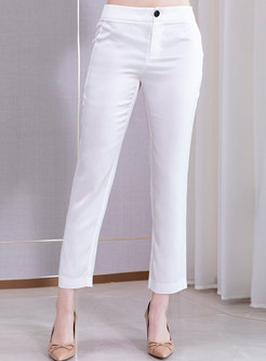 Brief Solid Color Straight Pants