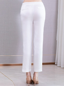 Brief Solid Color Straight Pants
