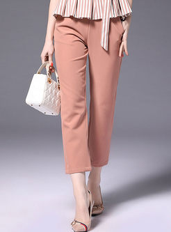 Brief Solid Color Easy-matching Straight Pants