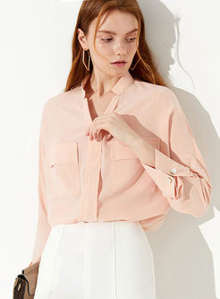 Solid Color Long Sleeve Single-breasted Blouse