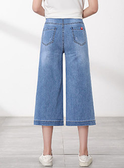Brief High Waist Cotton Slim Straight Jeans