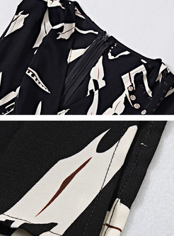 Fashion V-neck Sleeveless Print Tied Split Jumpsuit