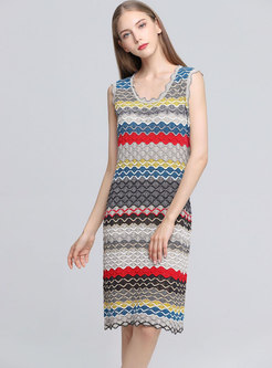 Chic Stereoscopic Jacquard Sleeveless Knitted Dress