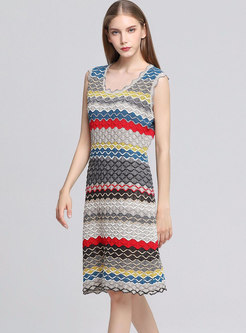 Chic Stereoscopic Jacquard Sleeveless Knitted Dress
