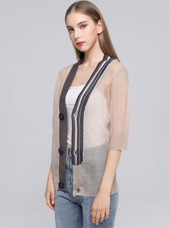 Brief See-though Loose Irregular Knitted Cardigan