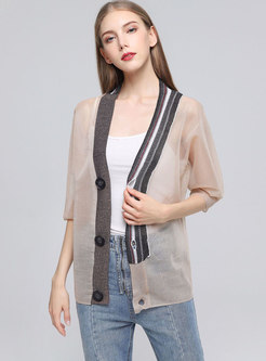 Brief See-though Loose Irregular Knitted Cardigan