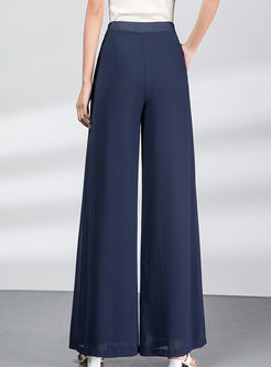 Solid High Waisted Wide Leg Long Pants