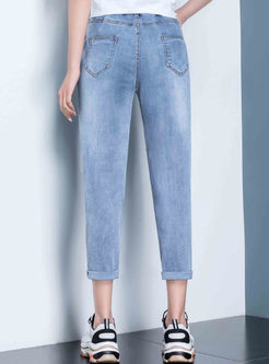 Stylish High Waist Harem Jeans With Pocket