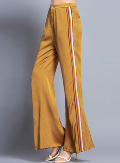 High Waist Color-blocked Stripe Flare Pants