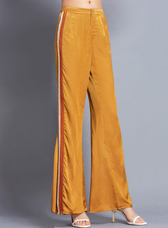 High Waist Color-blocked Stripe Flare Pants
