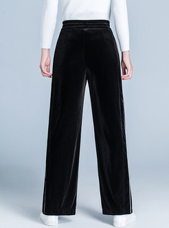 Stylish Velvet All-matched Tied Casual Wide Leg Pants