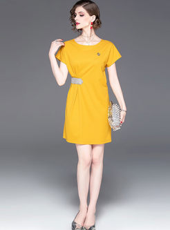 O-neck Short Sleeve Slim Mini Bodycon Dress