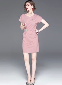 Fashion Brief Cotton Slim Waist Mini Dress