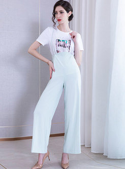 Casual Solid Color High Waist Overalls