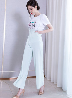 Casual Solid Color High Waist Overalls