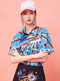 Chic Street Single-breasted Print Straight Blouse