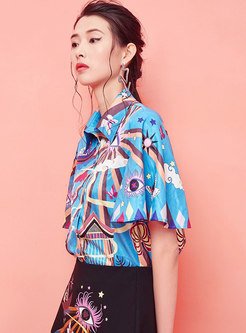 Chic Street Single-breasted Print Straight Blouse