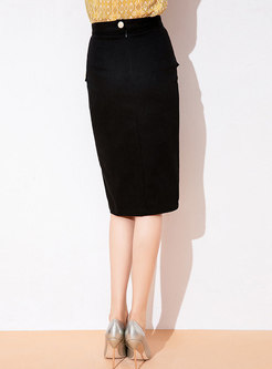 Chic Black All-matched Slim Split Irregular Sheath Skirt