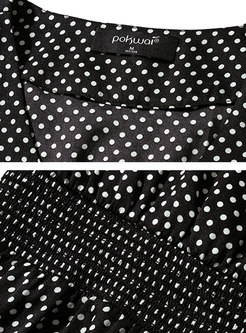 Chic Polka Dot All-matched Lantern Sleeve Slim Blouse