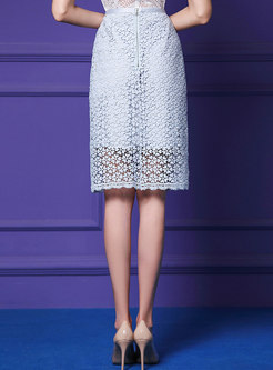 High Waist Pure Color All-matched Slim Sheath Skirt