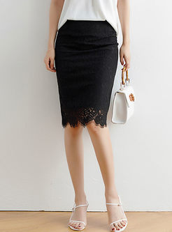 Brief Solid Color High Waist Bodycon Skirt