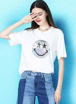 Casual O-neck Short Sleeve Pullover T-shirt