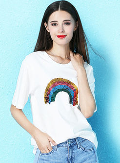 Fashion Pullover Sequined Loose T-shirt
