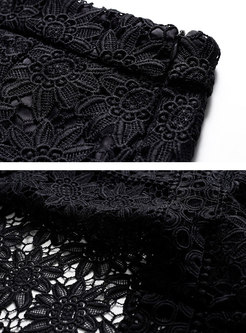 Stylish Hollow Out Lace Black Slim Sheath Skirt