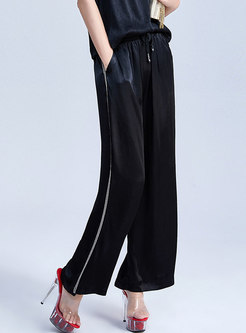 Brief Pure Color Tied Summer Wide Leg Pants