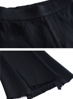 Black All-matched High Waist Split Slim Flare Pants