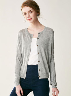 All-matched Pure Color Thin Knitted Cardigan