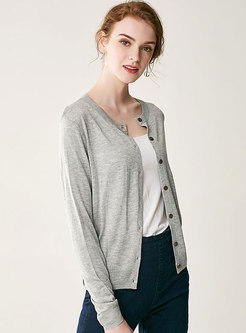 All-matched Pure Color Thin Knitted Cardigan