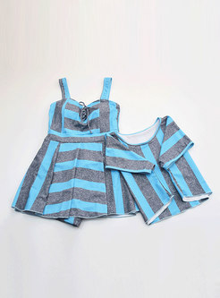 Striped Tied Cover-up Two Piece Swimwear