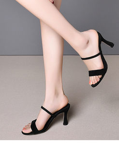 Brief Solid Color High Heel Summer Slippers