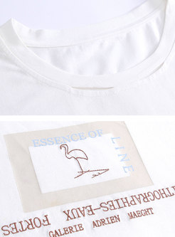 Brief O-neck Letter Embroidered All-matched T-shirt