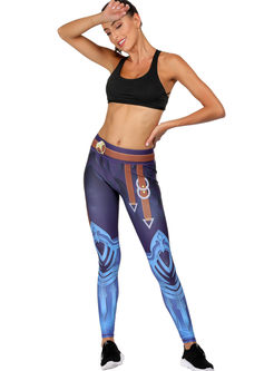 Trendy Color-blocked Print Slim Yoga Pants