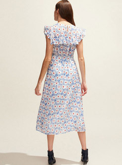 Chic Floral Print High Waist Sleeveless Maxi Dress