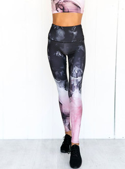 Trendy Print Hollow Out High Waist Tracksuit